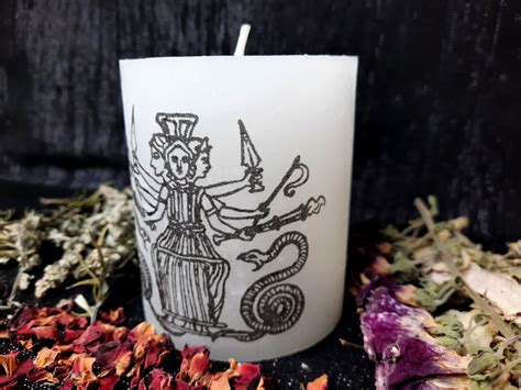 Triple Hekate Brimo Pillar Candle Hecate 8 Cm X 68 Cm Soy Etsy