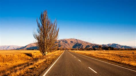 Scenic Winding Road Along Lake Pukaki To Mount Cook National Park