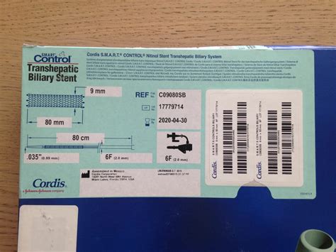 New Cordis C Sb S M A R T Control Nitinol Stent Transhepatic