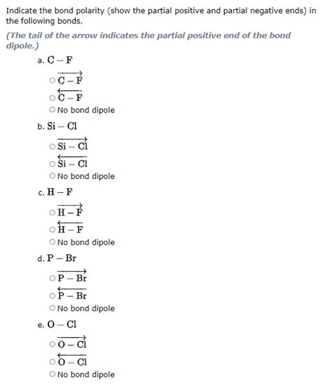 Solved Indicate the bond polarity (show the partial positive | Chegg.com