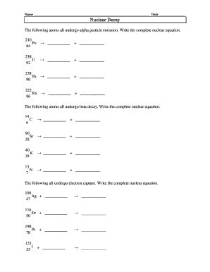 Nuclear Chemistry Worksheet Answers Fill And Sign Printable