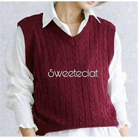 Jual Rompi Cable Knit Vest Rompi Cable Rajut Rompi Motif Cable