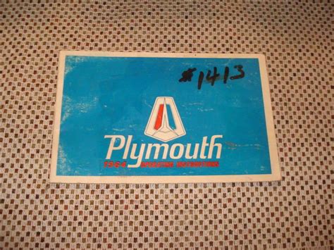 Purchase 1964 PLYMOUTH OWNERS MANUAL ORIGINAL GLOVE BOX BOOK NR In Carl