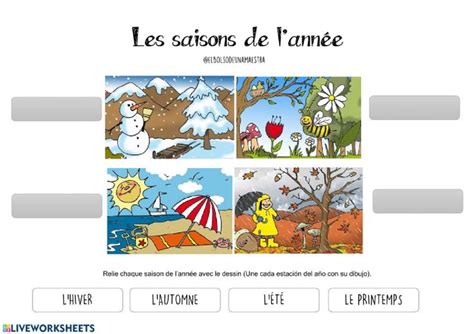 Les saisons de l'année worksheet | French education, School subjects ...