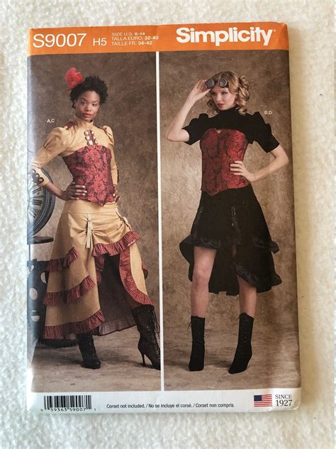 Simplicity Pattern S9007 Womens Costume Larger Size Steampunk