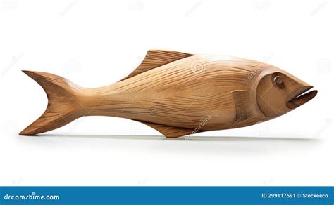 Precisionist Wooden Fish Sculpture With Intricate Design Stock Photo