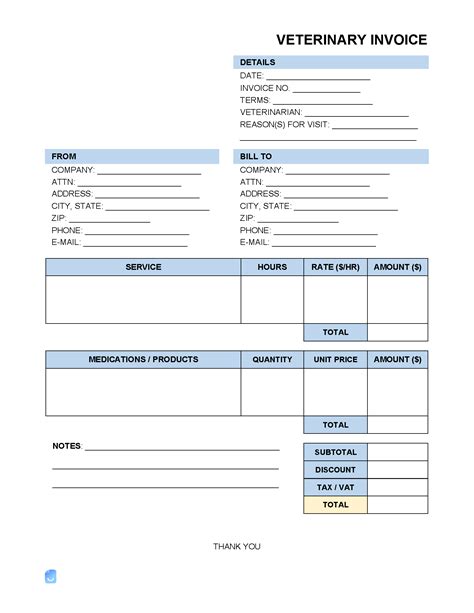 Veterinary Invoice Template Invoice Maker