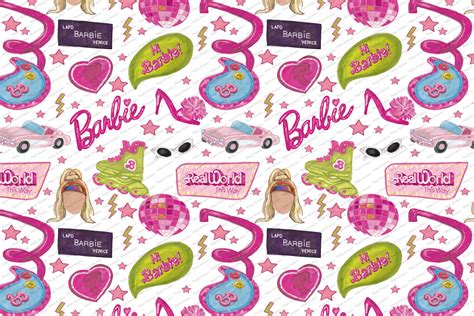 Barbie Movie Digital Paper Barbie Retro Seamless Paterns Pinkdoll