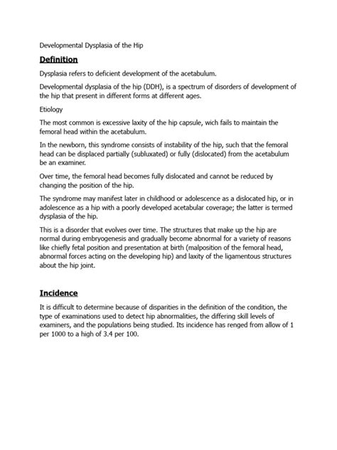 Developmental Dysplasia of The Hip | PDF | Hip | Anatomical Terms Of Motion