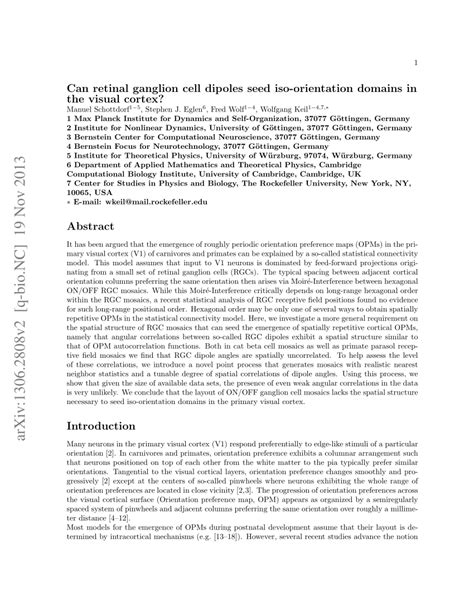 Pdf Inferring Retinal Ganglion Cell Mosaics From Measured Orientation