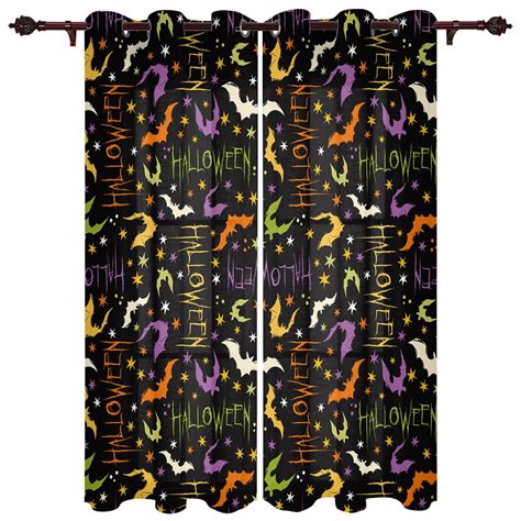 Halloween Bat Texture Curtains For Bedroom Living Room Window Curtain