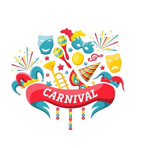 Happy Carnival Party Photocall Template Cartoon Background Vector