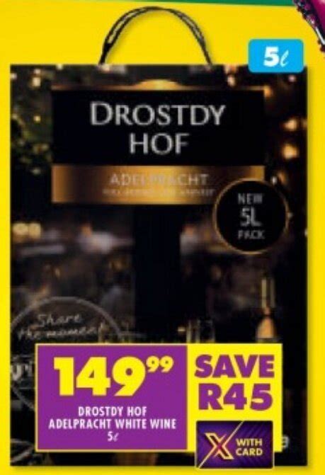 DROSTDY HOF ADELPRACHT WHITE WINE 5L Offer At Shoprite