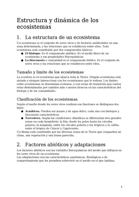 Estructura Y Dinámica De Un Ecosistema 4ºeso Apuntes De Biología Docsity