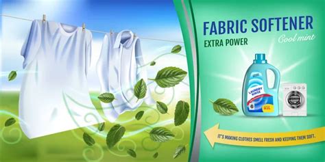 Mint Fragrance Fabric Softener Gel Ads Vector Realistic Illustration