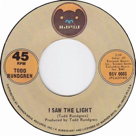 I Saw The Light Marlene By Todd Rundgren Single Piano Rock