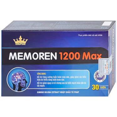 Viên uống hỗ trợ tăng cường tuần hoàn máu não Memoren 1200 Max Kingphar