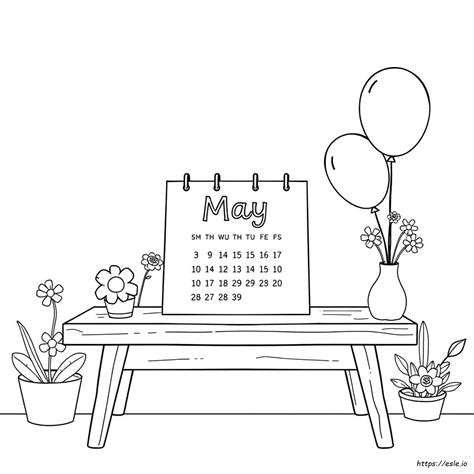 Mai Kalender Ausmalbild