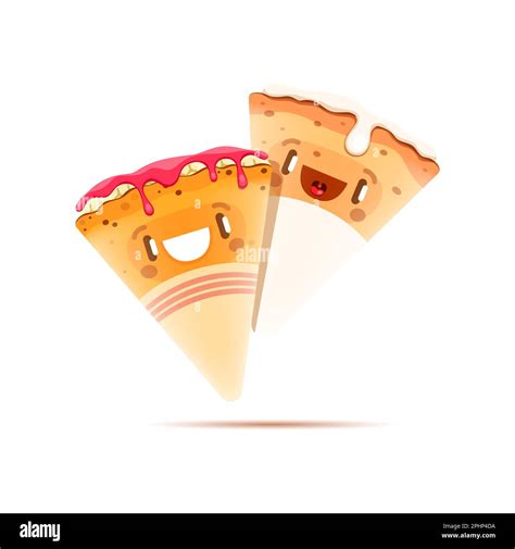 Cartoon Crepe Characters Dessert Food Emoji With Yummy Face Vector