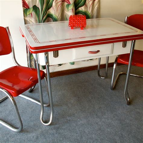 1950s Metal Kitchen Table And Chairs Vintage 1950s Red Kitchen Diner