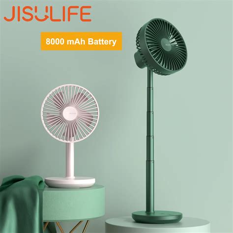 Jisulife Desk Fan Ventilador Portatil Telescopic Folding Fan For Home Office 8000mah Usb Silent