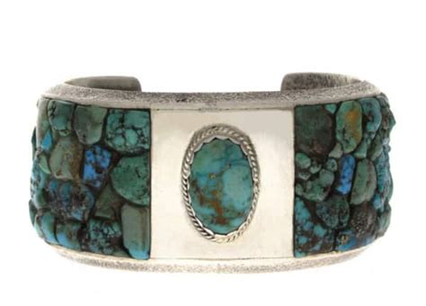 Navajo Natural Royston Turquoise Center Stone Bracelet With Assorted