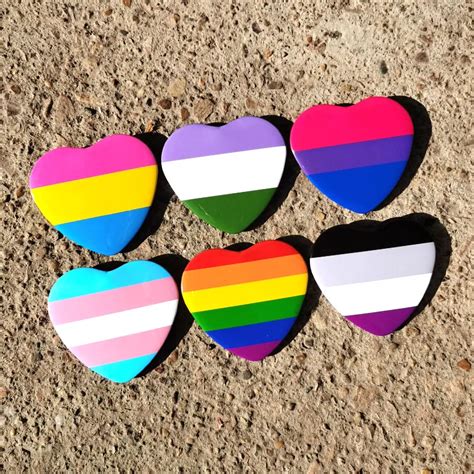 Rainbow Badge Heart Lgbt Design Metal Cute Pins Nonbinary Genderfluid