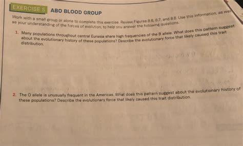 EXERCISE 5 ABO BLOOD GROUP Work witha small group or | Chegg.com