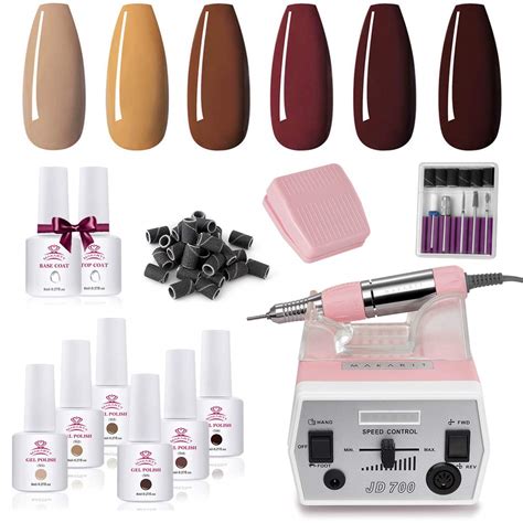 Amazon Makartt Gel Nail Polish Kit 6 Tan Brown Colors With Pink