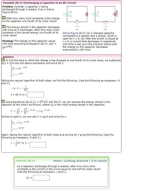 Solved Example 28 13 Discharging A Capacitor In An RC Chegg