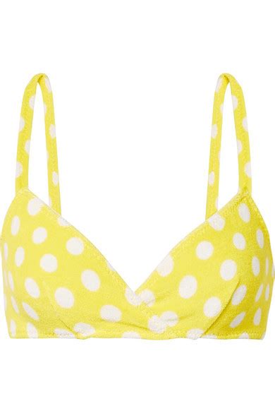 Lisa Marie Fernandez Yasmin Polka Dot Stretch Cotton Terry Bikini Top