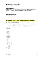 Lab Prelab Docx Intermolecular Forces Initial Question If Chemical