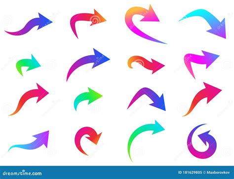 Set Of Thick Bright Multicolored Arrows Stock Vector Illustration Of