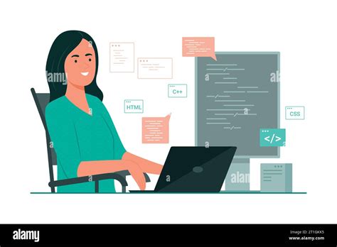 Programmer Woman Process Coding For Software Development Concept