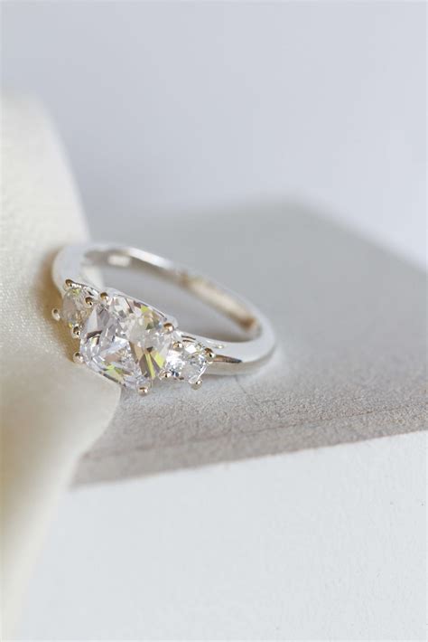 Silver Cushion Cut Engagement Ring South Africa | Aria Jewellery