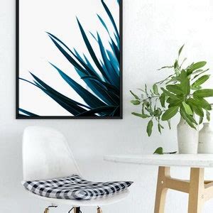 Indigo Blue Art, Blue Leaves Wall Art, Navy Print, Tropical Home Decor ...