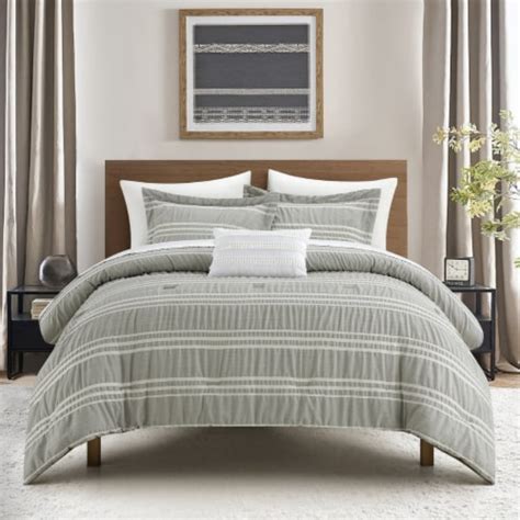 Chic Home Ada 4 Or 3 Piece Comforter Set Seersucker Fabric With Striped Design And Poly Sil