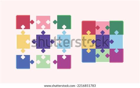 Puzzle Game Pixel Art Set Colorful Stock Vector (Royalty Free ...