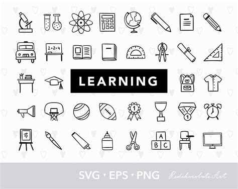 School Icons Svg School Clipart Back To School Clipart Etsy