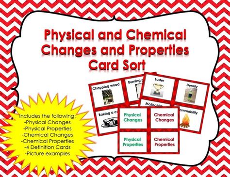 Physical And Chemical Changes And Properties Card Sort Task Cards