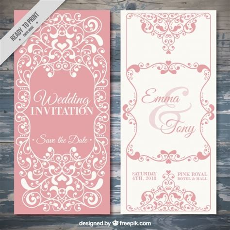 Elegante Vintage Uitnodiging Bruiloft Met Mooie Ornamets Gratis Vector