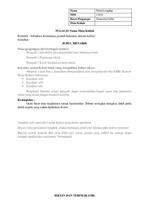 Doc Template Tugas Menulis Biografi Microsoft Word 2016 Ulfa An