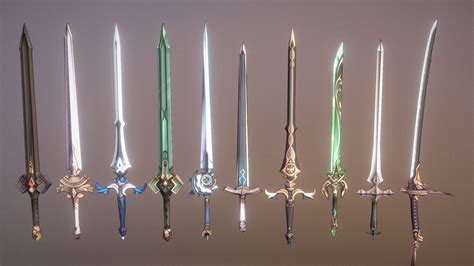 10 Genshin Impact Inspired Sword 3D Models Vol2 - Download Free 3D ...