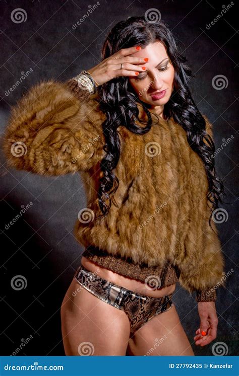 Beautiful Sexy Woman In Fur Coat Royalty Free Stock Photo Image 27792435