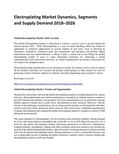 PPT Electroplating Market Dynamics Segments And Supply Demand 2017