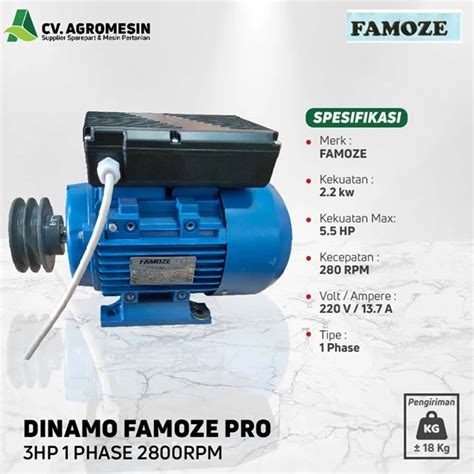 Jual Dinamo Hp Phase Rpm Famoze Pro Serbaguna Surabaya Agromesin