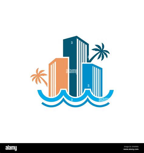 Tropical Building Apartement Realty Logo Tropical Beach Estate Logo