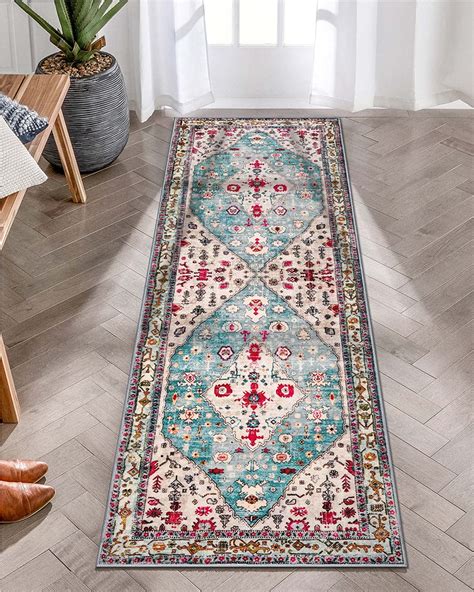 Amazon Lahome Boho Tribal Runner Rug X Aqua Washable Runners