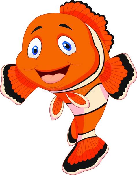 Cute Clown Fish Cartoon Stock Vector Illustration Of Adorable