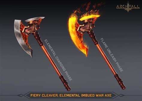 Fiery Cleaver, Elemental imbued war axe by AVAROND on DeviantArt